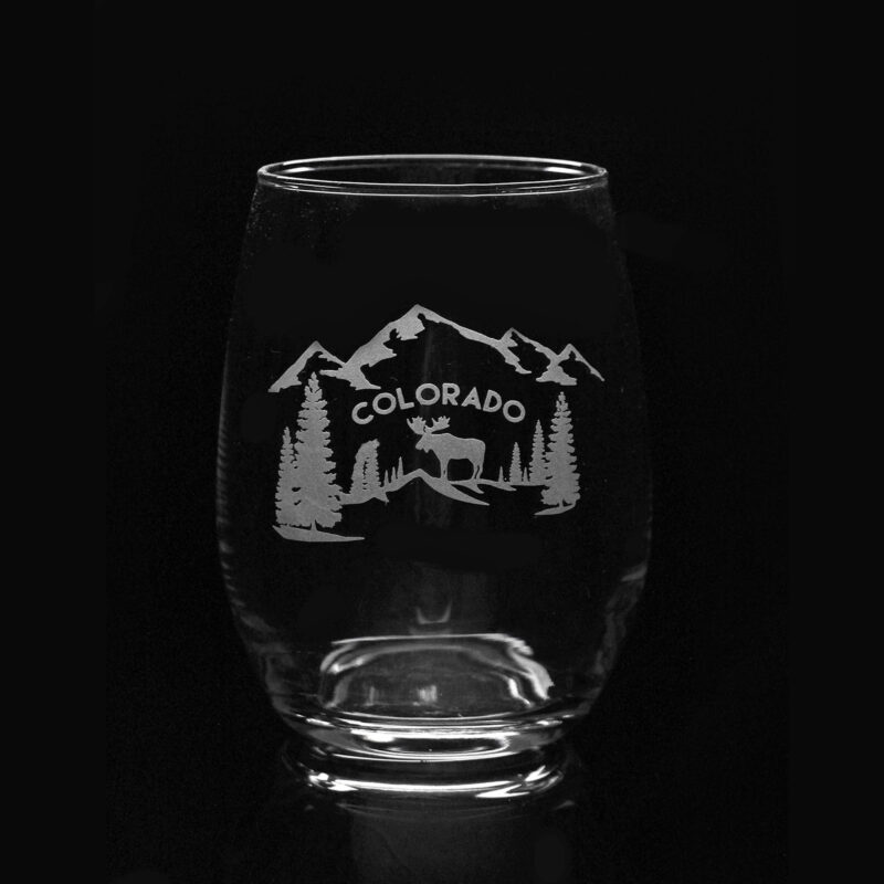 Stemless Wine Glass - Colorado Moose