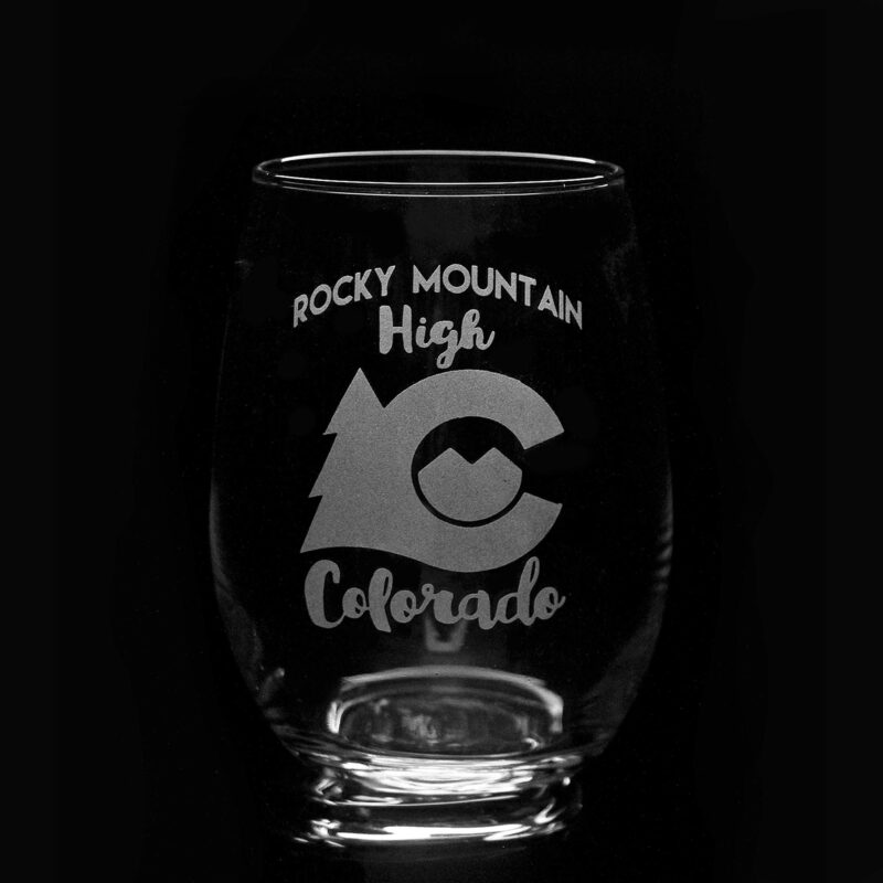 Stemless Wine Glass - Colorado Rocky Mountain High